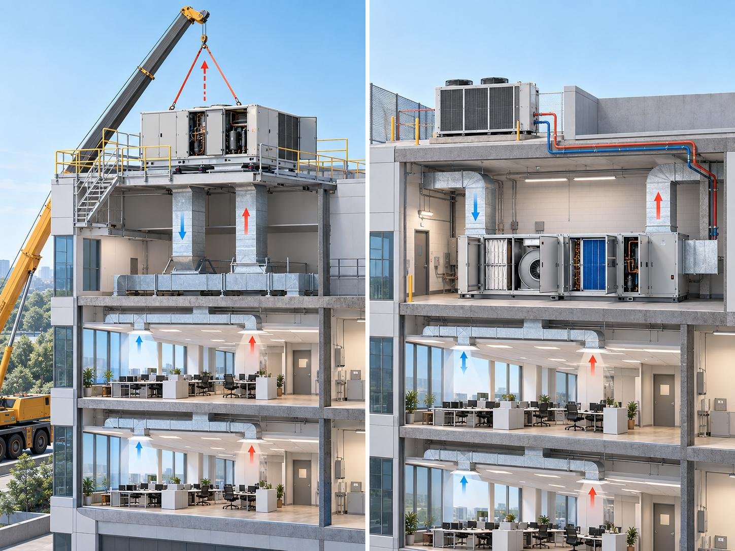 متطلبات الوصول والصيانة لوحدة Rooftop ووحدة AHU